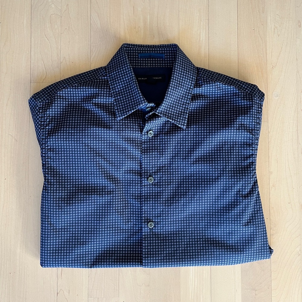 Banana Republic Blue Printed Dress Shirt